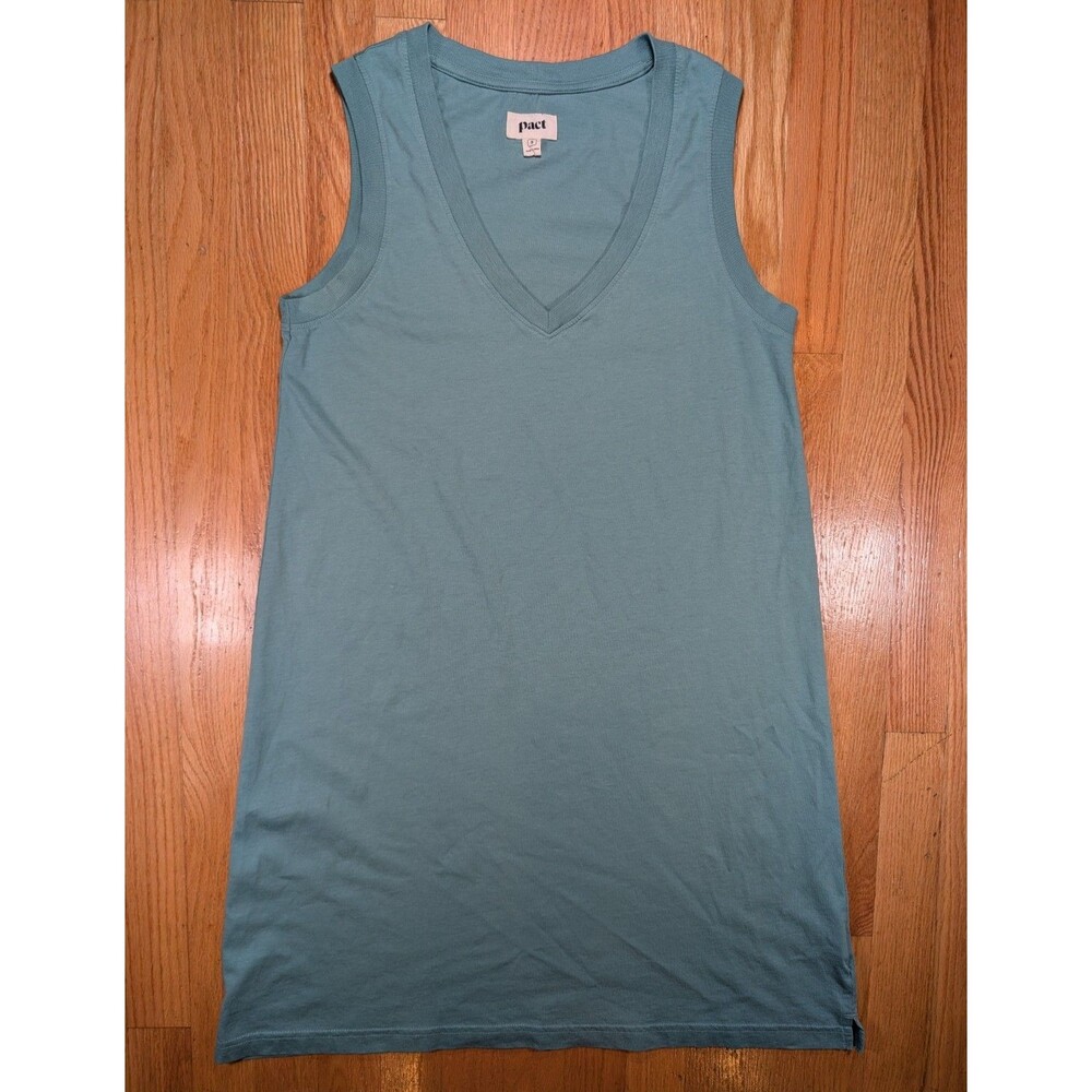 Pact Organic Cotton V-Neck Tank A-Line Dress Women Small Vacation Resort